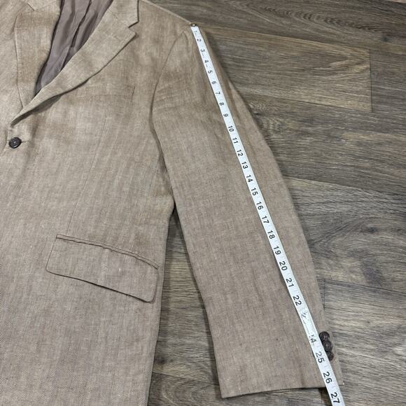 Banana Republic 100% Tan Herringbone Linen Sports Jacket 44R - Picture 9 of 16